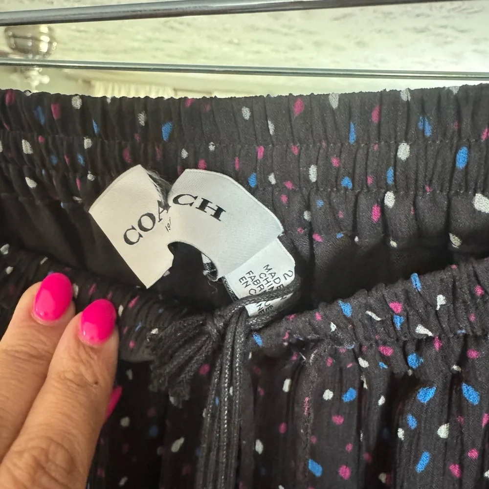 NWT Coach Black Tiered Maxi Skirt ✨ Designer Polka Dot Midi Flowy Luxury Chic
